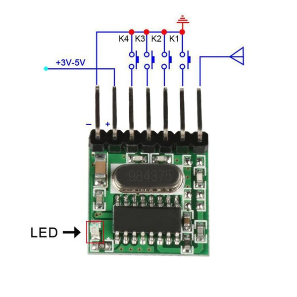 QIACHIP Universal Wireless Mini 315Mhz DC 12V 1527 RF Relay Button Transmitter Module For Smart Home LED Remote Control 10pcs