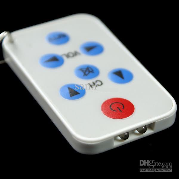 Mini Universal AV/TV Remote Controller Keychain Keyring Back and white color