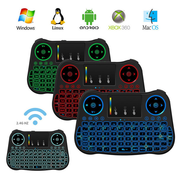 Air Mouse Remote Rii Mini MT08 Android TV Boxes Keyboards Backlight 7 color Backlit 2.4GHz Wireless Keyboard OTH655