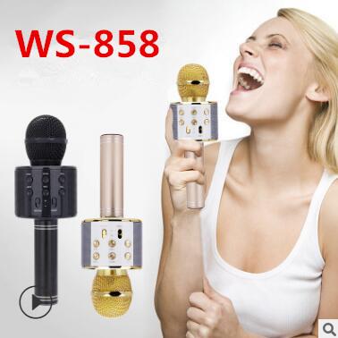 WS-858 Wireless Speaker Microphone Portable Karaoke Hifi Bluetooth Player WS858 For iphone 6 6s 7 ipad Samsung Tablets PC better than Q7 Q9