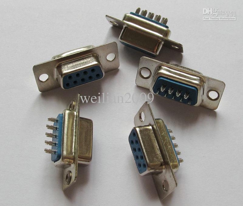 50 pcs DB9 9 Pins Serial Port Female COM Connector Socket pc mount socket 2 rows