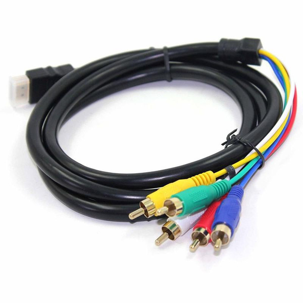 5FT HDMI Male to 5 RCA RGB Audio Video AV Component Cable Lead 1.5m 1080P