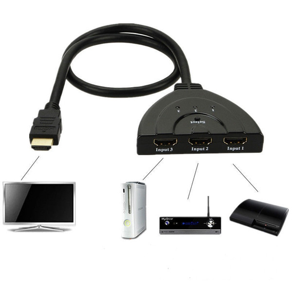 HDMI Switcher Pigtail HDMI Switch HDCP 1080P Hub V1.4B with Mac Pro/PS4/Projectors/Xbox 360/Xbox One/DVB/apple devices