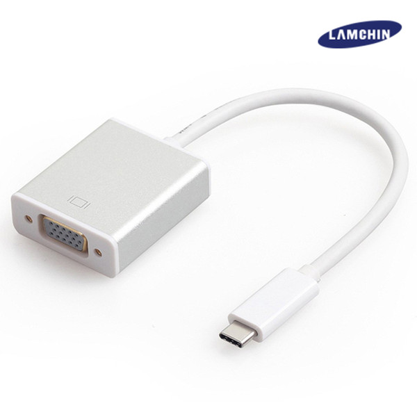 USB 3.1 Type C to VGA Adapter Converter Video Cable Male to Female Connector 1080PP HD for Macbook Laptop