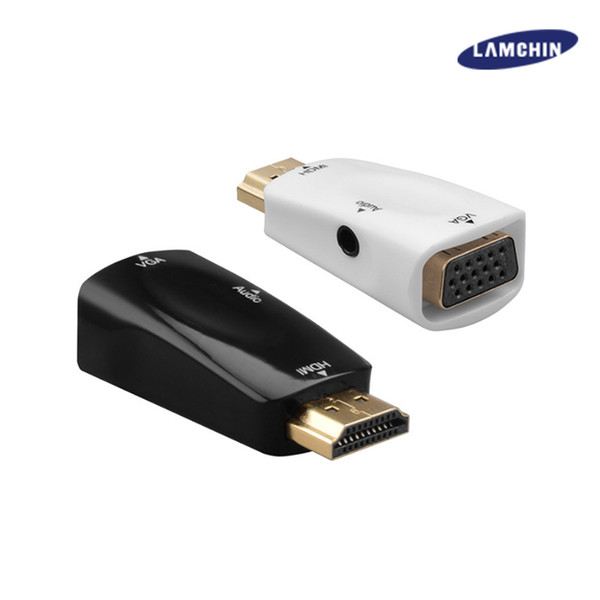 HDMI to VGA Adapter Connector with 3.5mm Audio Jack Cable Male to Female Video 1080P for PC HDTV