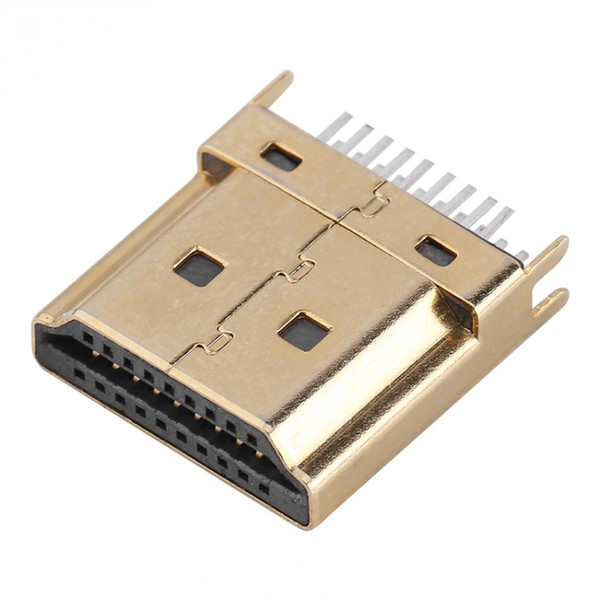 5Pcs/Packs Gold Tone HDMI Male Jack Connectors 1.6mm Pitch 19 Pins PCB Wholesale Free Shipping