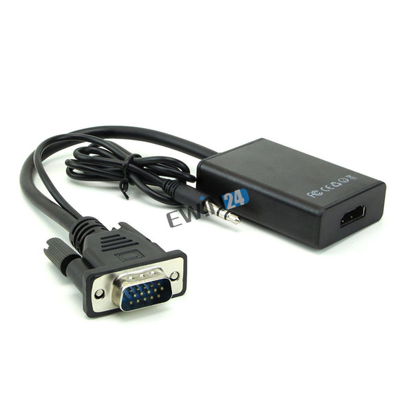 New VGA Male To HDMI Output 1080P HD +Audio TV AV HDTV Video Cable Converter Adapter