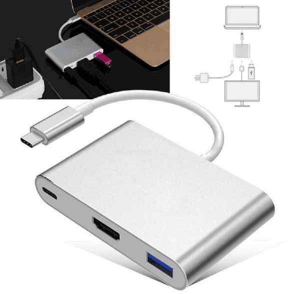 USB3.1 Type-C to 4K HDMI USB-C Digital AV Multiport Adapter 4K OTG USB 3.0 HUB & Charger for Macbook 12