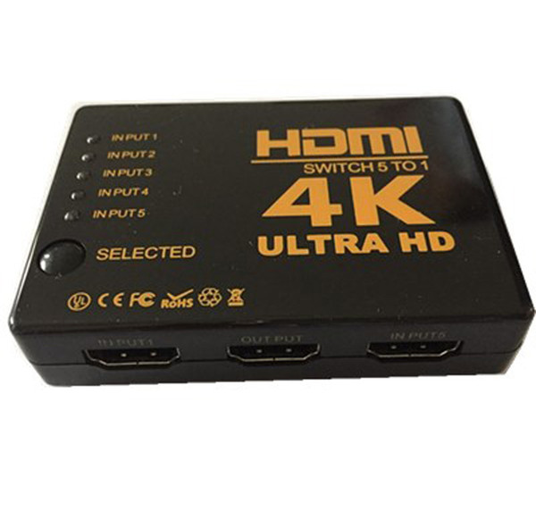 4K*2K HDMI Switch 5*1 Supports 1080P 3D 4K Switch HDMI 5 TO 1 remote control Smart Android 1080P High Quality With IR Remote control