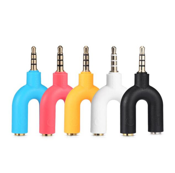 U Shape 3.5mm Y Splitter 3.5mm Male To Dual Female Stereo Audio Ear Phone Splitter Adapter Earphone Splitter Share