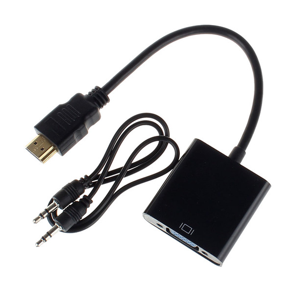 1080P HDMI Male to VGA Converter Adapter With Audio USB Cable With Package All the copper wire 500pcs/lot Free DHL