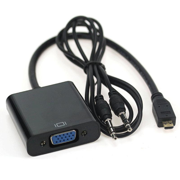 Latest Micro HDMI Male to VGA Female Adapter Video Converter with 3.5mm Audio Cable for PC HDTV Xbox PS3