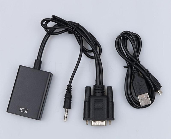 High Quality VGA To HDMI Converter Adapter Output 1080P HD+Audio TV AV HDTV Video Cable Converter Adapter 100pcs DHL