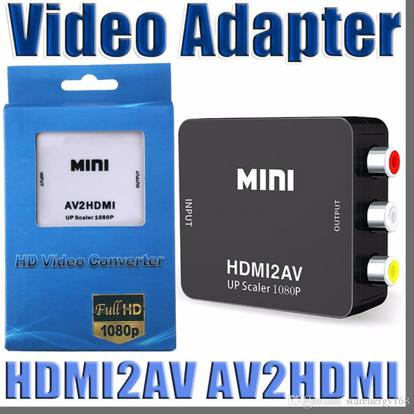 2018 Mini HDMI to AV/RCA Converter Composite RCA AV to HDMI Adapter Full HD UP Scaler 1080P HDMI2AV for HDTV Standard TV