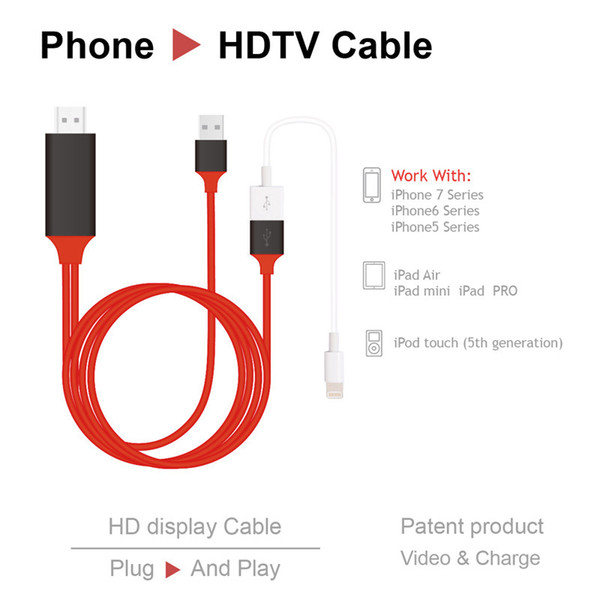 2M Universal HDMI Cable for iPhone Android and Type C 4k High Speed HDMI Cable Adapter HDTV TV for Samsung s8 s8 Plus