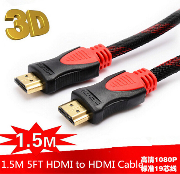 Best Quality Gold Plated HDMI to HDMI Cable High Speed 1.4V 3D HDMI Cable 1.5M 5FT Video Cable For 1080P HDTV PS3 Xbox