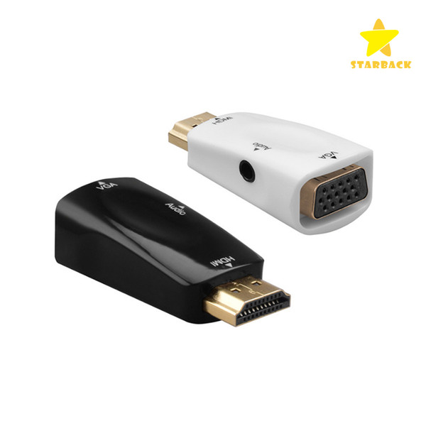 HDMI to VGA Adapter Connector with 3.5mm Audio Jack Cable Male to Female Video 1080P for PC HDTV