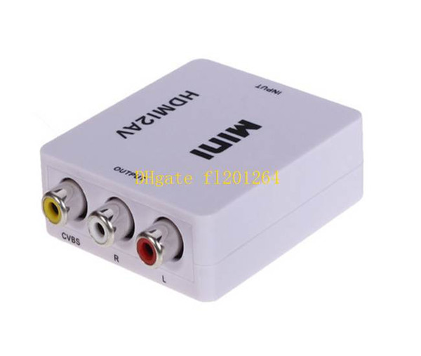 50pcs/lot Portable HD Video Adapter HDMI to AV/CVBS L/R Support NTSC & PAL 1080P HDMI2AV With Retail Box