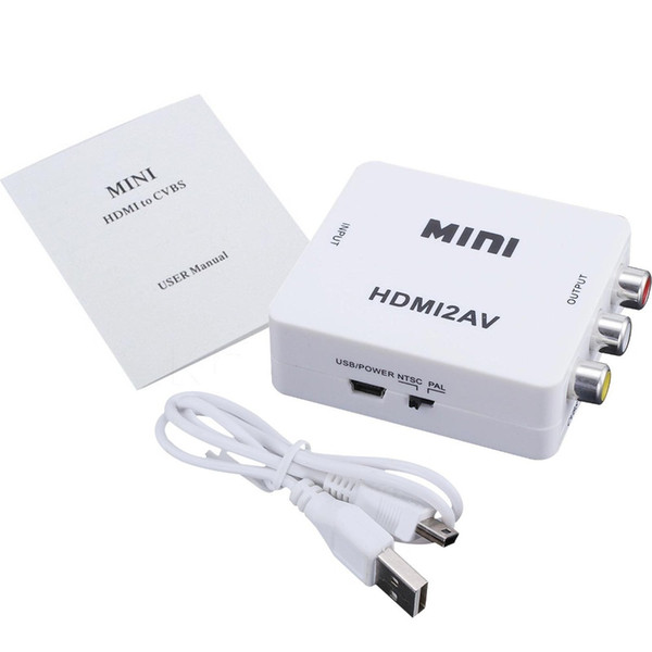 HDMI2AV 1080P HD Video Adapter mini HDMI to AV Converter CVBS+L/R HDMI to RCA For Xbox 360 PS3 PC360