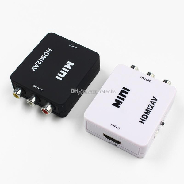 New HDMI2AV 1080P HD Video Adapter mini HDMI to AV Converter CVBS+L/R HDMI to RCA For Xbox 360 PS3 PC360 retail packaging