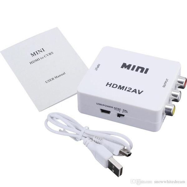 HDMI2AV 1080P HD Video Adapter mini HDMI to AV Converter CVBS+L/R HDMI to RCA For Xbox 360 PS3 PC360