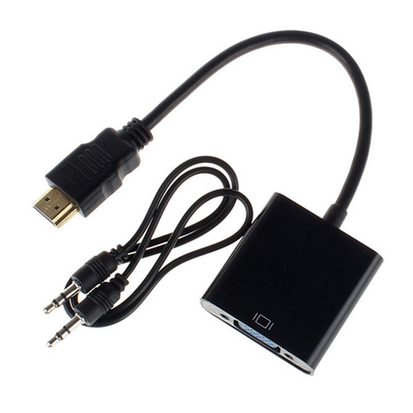 Free Shipping Lowest Price HDMI Male to Female VGA Adapter Converter With Audio Cable Jack Support 1080P HDCP