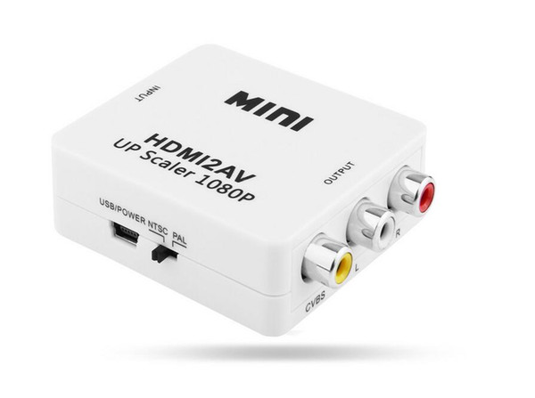 HDMI2AV 1080P HD Video Adapter mini HDMI to AV Converter CVBS+L/R HDMI to RCA Free DHL Shipping