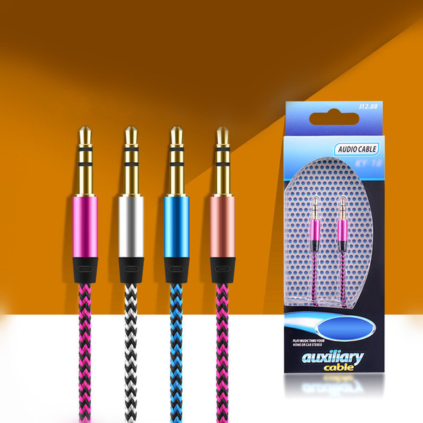 Aux braide Auxiliary audio cable 3.5mm male to male stereo audio cord wire 1m 3FT cable for samsung LG HTC cell phone