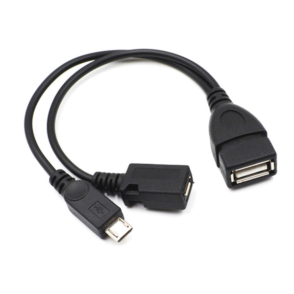 Top quality 2 In 1 OTG Micro USB Host Power Y Splitter USB Adapter to Micro 5 Pin Male Female Cable