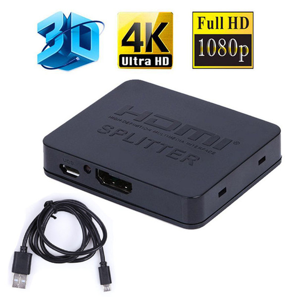 Ultra HD 4K 2K HDMI Splitter Full HD 3D 1080p Video HDMI Switch Switcher 1X2 Split 1 in 2 Out Amplifier Dual Display