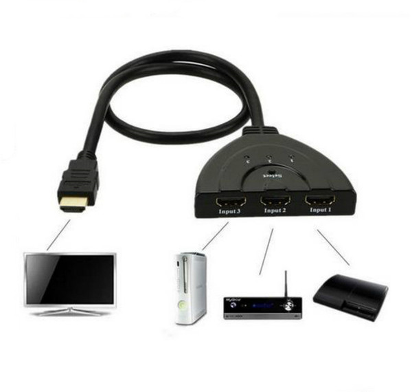 3 Port HDMI Switch 3 IN 1 OUT 1080P Hub V1.4B HDMI Switch Switcher Splitter Adapter Cable for HDTV XBOX PS3