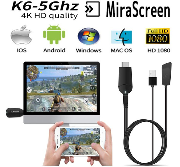 Original Mirascreen factory k6-5Ghz TV Dongle Dual Band 2.4GHz 5.8GHz 4K HD WiFi Miracast Airplay DLNA TV Stick 4K HD EZCast WiFi display