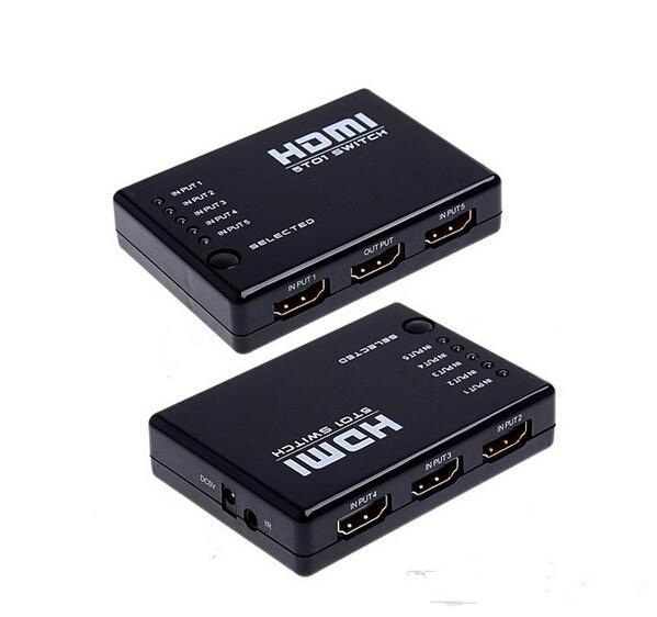 High Quality 5 Port 5 in 1 Out 1080P Video HDMI Switch Switcher Splitter for HDTV PS3 DVD XBOX 360 with IR Remote