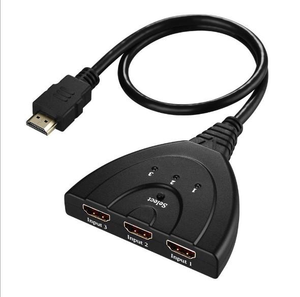 3-Port HDMI Switch HD1080 3 IN 1 Automatic Switching Ultra HD 1080p HDMI Switcher Splitter for Apple TV Fire Stick HDTV PS4 Game Consoles PC