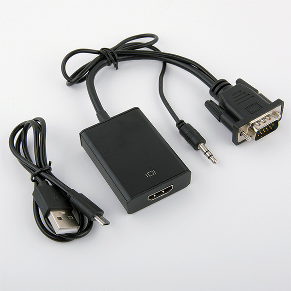 Top Quality VGA Male To HDMI Output 1080P HD +Audio TV AV HDTV Video Cable Converter Adapter