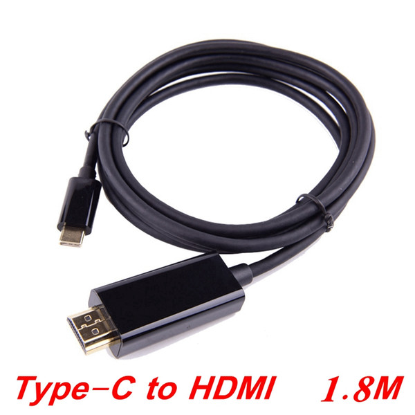 USB Type-C to HDMI Conversion Data Extension Cable Typc C to HDMI Adapter Wire 1080P 4K Black 1.8M 6Ft