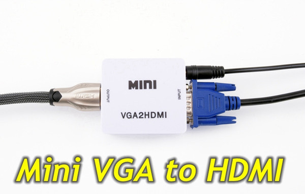 100PCS Mini VGA to HDMI Converter VGA2HDMI Adapter VGA to HDMI cable HD line 1080P conversion head computer connected TV projector +audio