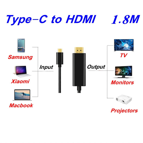 HDMI audio 1.8m Type C USB 3.1 to HDMI Audio Video Cable 4Kx2K 60HZ 2160P HD Adapter Cable Cord Wire 6Ft