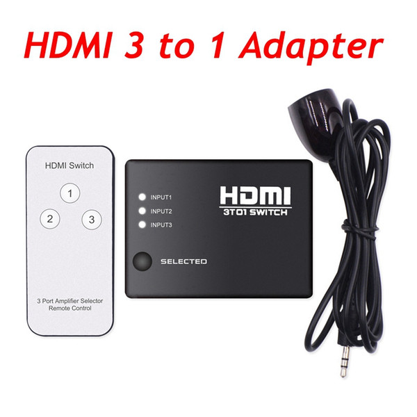 HDMI 3x1 Splitter Adapter HDMI 3to1 Converter for Computer PC-HDTV-DVD-PS3 to TV-Monitor-Projector Audio Video Signal Amplifer Muti-Screen