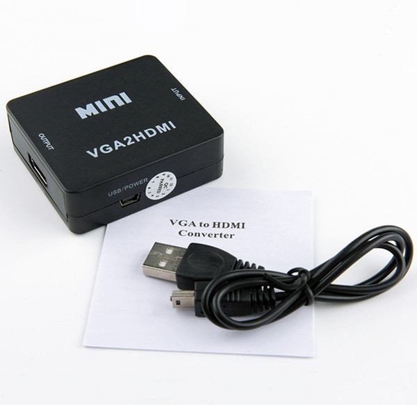 10PCS Mini VGA to HDMI Converter VGA2HDMI Adapter VGA to HDMI cable HD line 1080P conversion head computer connected TV projector with audio