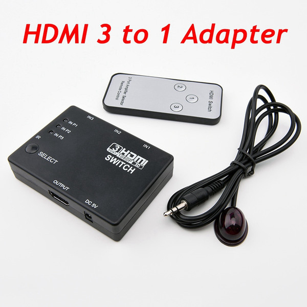 HDMI 3x1 3 to 1 Hub Adapter HDMI 3to1 Converter for Computer PC HDTV DVD PS3 to TV-Monitor-Projector Audio Video Signal Amplifer Muti-Screen