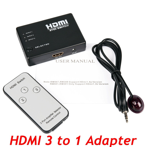 Top Quality Muti-Screen HDMI Signal Amplifer 3x1 Splitter Adapter HDMI 3to1 Converter for Computer PC-HDTV-DVD-PS3 to TV-Monitor-Projector