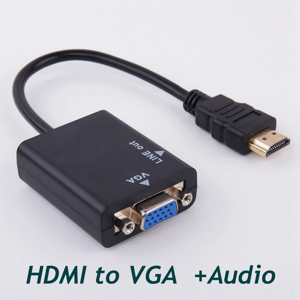 HDMI to VGA with 3.5mm Jack Audio Cable Video Converter Adapter For Xbox 360 PS3 PC