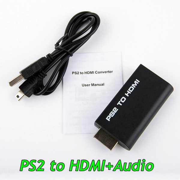 Wholesale-blue than New PS2 to HDMI with 3.5mm audio video Converter connector adapter for HDTV support 480i 576i 480p with HDMI cable