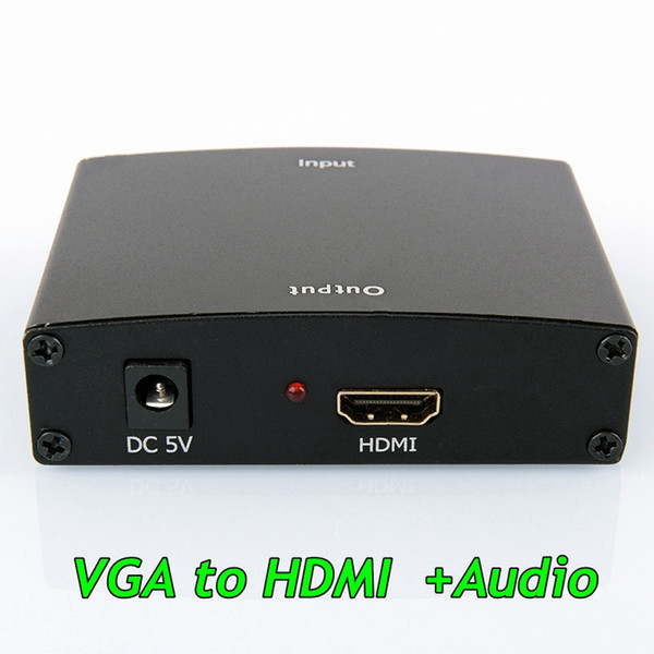 Top Quality Metal Box Converts Analog VGA to HDMI with Audio LR VGA2HDMI Signals Composite for HDTVs, monitors and projectors