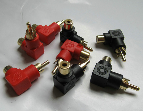 20 pcs ( 5pc red and 5pc black ) RCA Female to 90 male Right angle Stereo audio Audio Adapter Jack AV Socket Connector plug