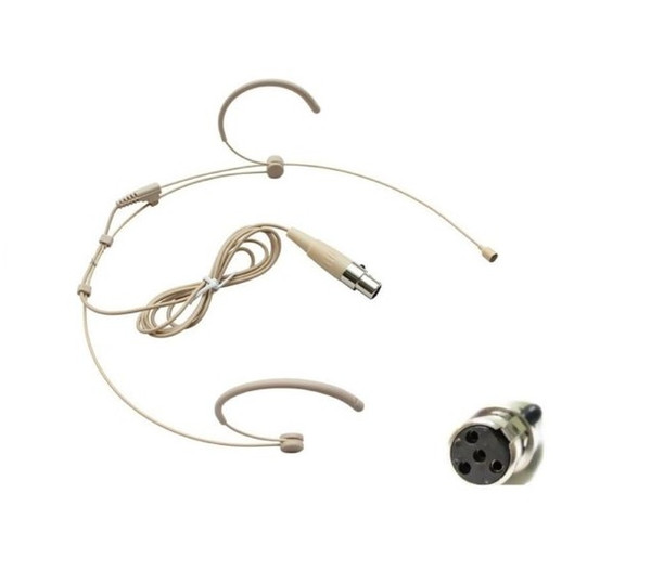 Beige Headset headworn microphone with 4 Pins XLR ta4f for wireess Microphone