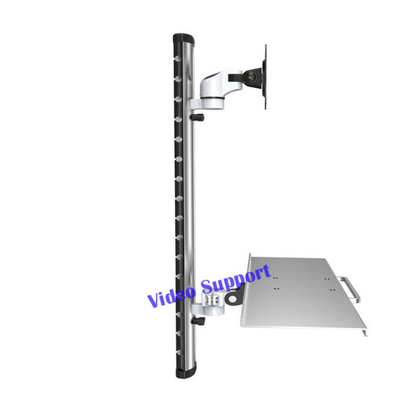 WS06 Gas Spring Aluminum Full Motion single Dual Screen Wall Mount Workstation PS Stand Monitor Holder With Keyboard