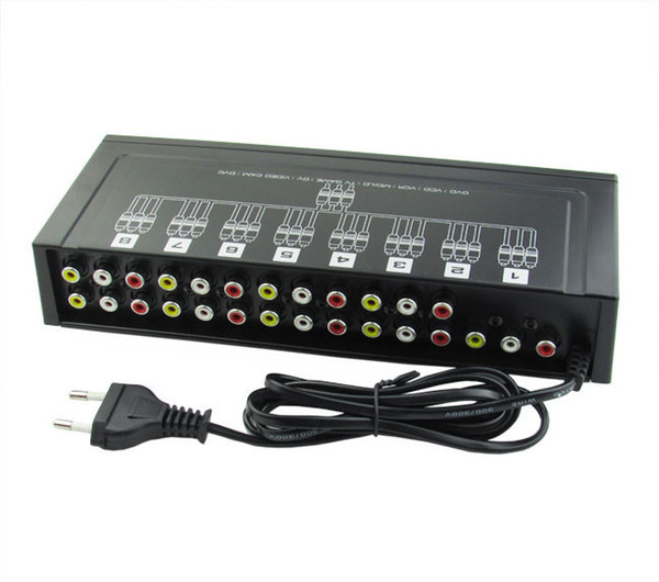 8 Ports 1 In 8 Out 8 ways 3 RCA AV Audio Video Splitter Amplifier Box for TV Box HDTV DVD VCD