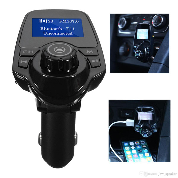 New T11 Bluetooth Car Kit Handsfree FM Transmitter MP3 Music Player Dual USB Car Charger Support TF Card U Disk Player